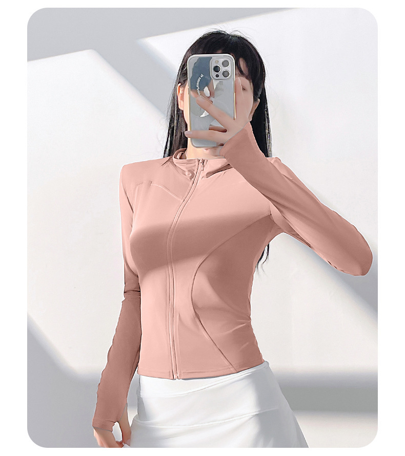 聚衣堂防晒瑜伽服裸感户外紧身透气运动健身外套上衣女详情22