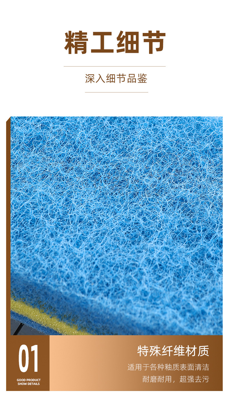 跨境带手柄清洁刷海绵擦厨房清洁洗锅刷洗碗刷加厚浴室刷去污刷详情10