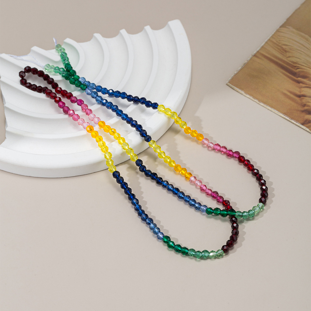 跨境爆款3mm彩色切面玻璃串珠手工DIY半成品配件项链饰品材料详情1