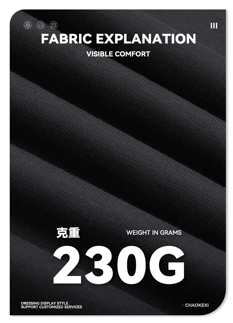 CKX Spring/Summer 2026 New 230G double-yarn pure cotton European and American trendy brand cool solid color loose large-sized short-sleeved T-shirt for men pic 40