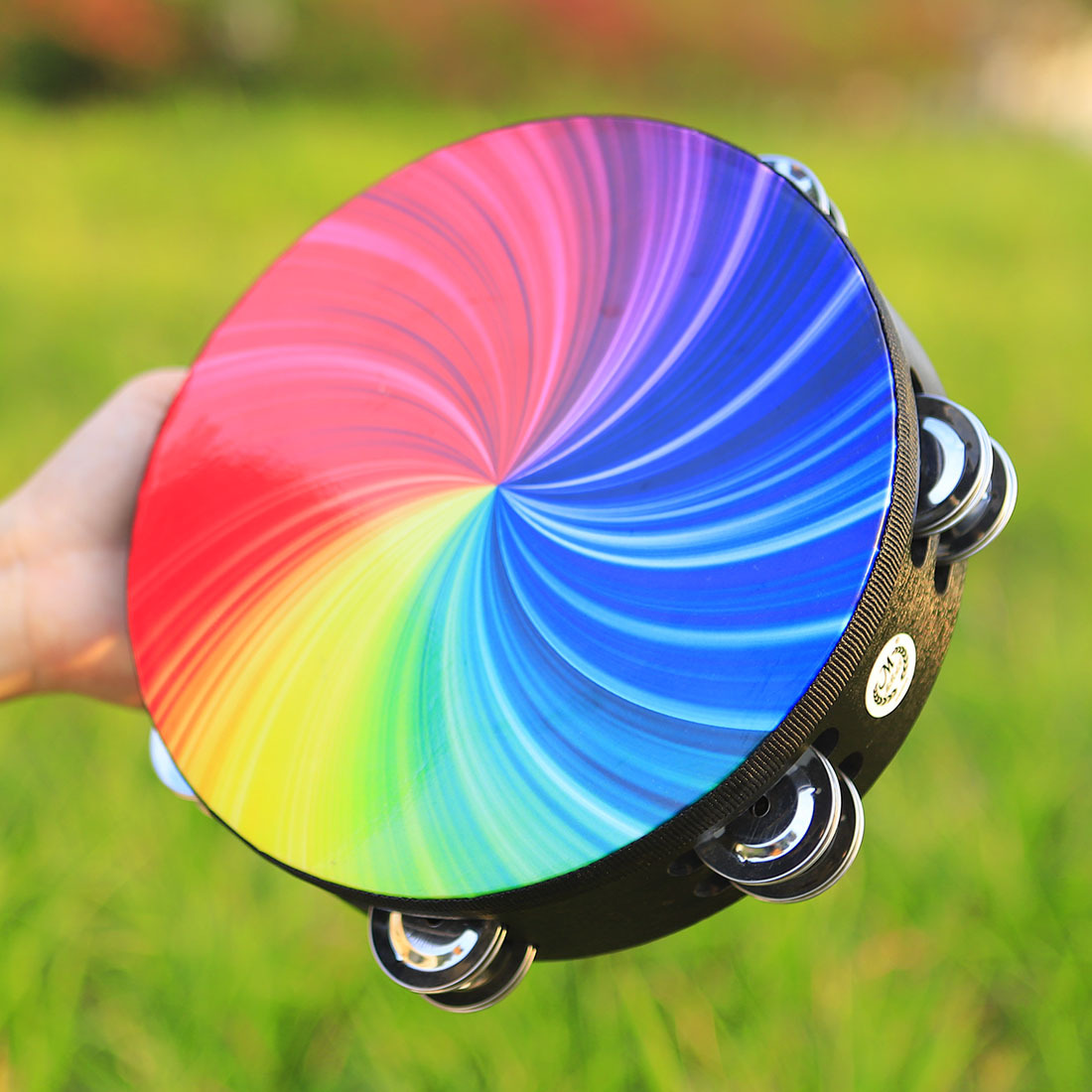 彩色铃鼓新疆舞蹈手拍鼓打击乐器儿童8寸摇铃鼓幼儿摇铃10寸手鼓详情6