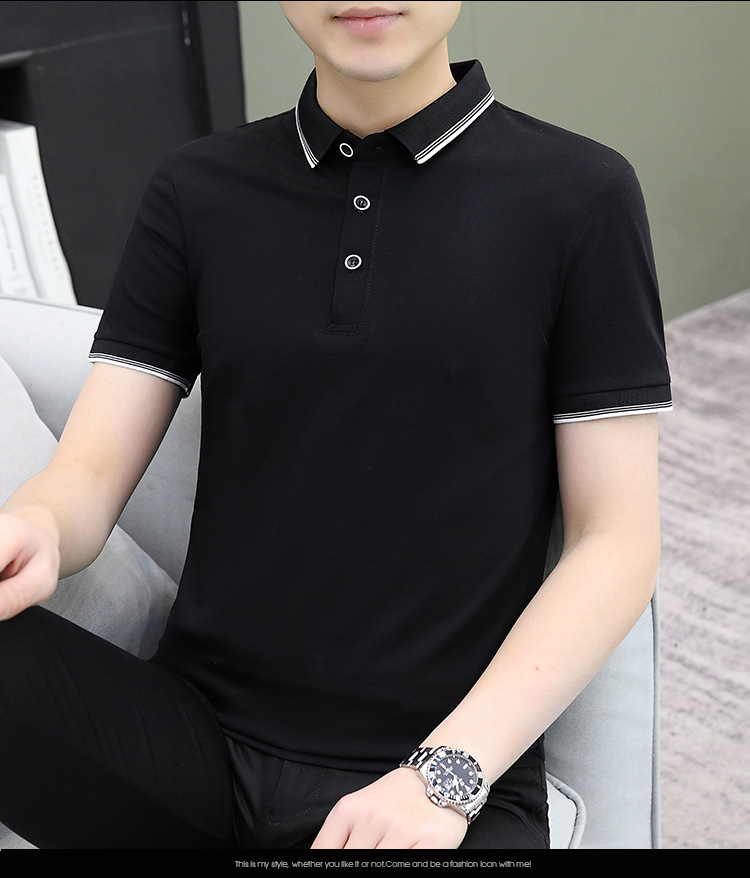 2025夏季新款POLO衫男士高级感纯棉短袖t恤男商务休闲男装T恤批发详情11