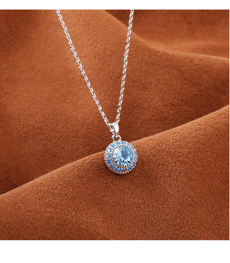 Hyacinth moda luz extravagancia brillo azul mar circonitas colgante collar mujer otoño invierno 2025 nuevo moda cuello de marea cadena clavícula pic 2