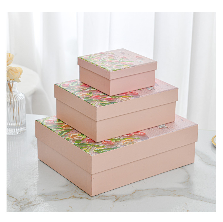 清新油画礼品盒文创礼盒生日礼物盒学生礼物包装盒伴手礼空盒现货详情7