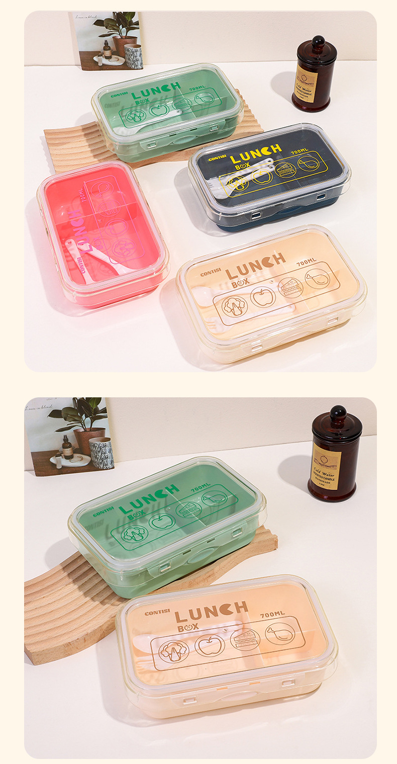日式单层塑料饭盒批发微波炉分隔密封学生餐盒上班族便当盒详情9