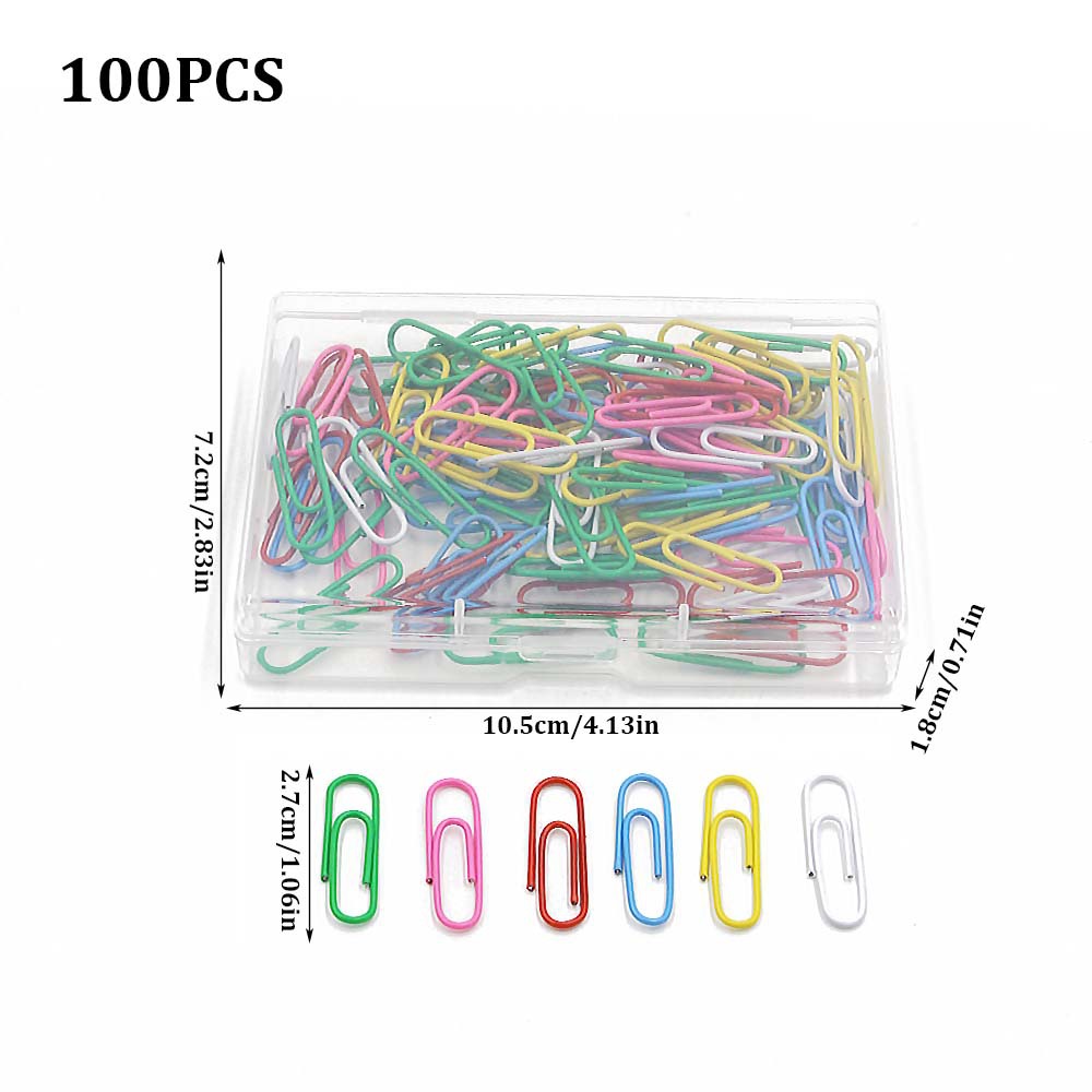 28MM color plastic-coated paper clips, 50/100/200 transparent plastic box paper clips, office desktop storage pic 11
