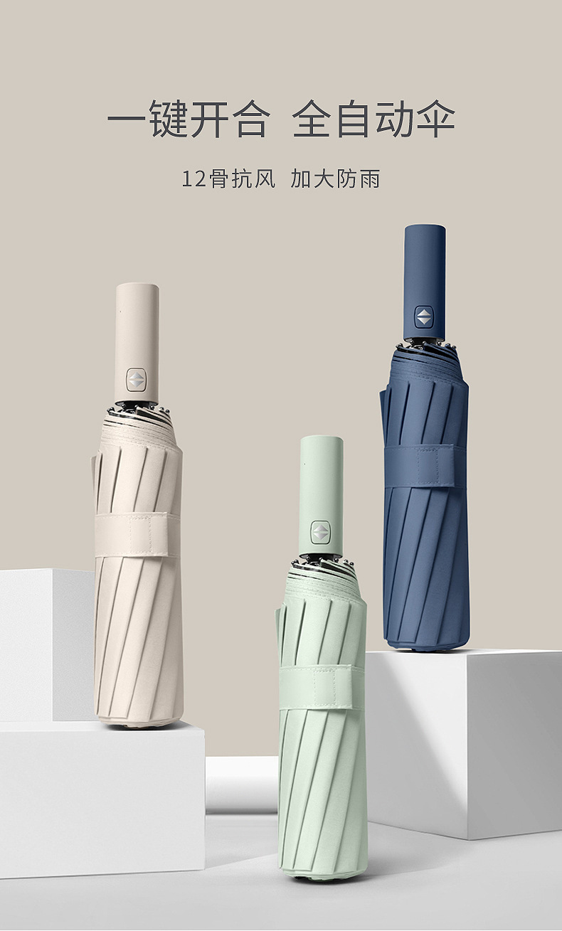 24骨全自动雨伞大号三折遮阳防晒伞男女晴雨伞两用折叠伞大量批发详情1