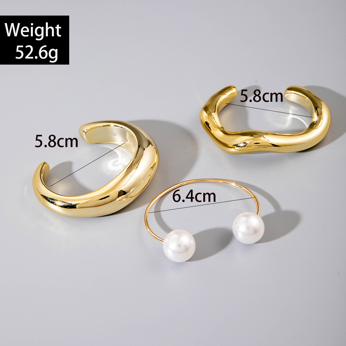 欧美跨境新款多层线条缠绕几何开口手镯套装朋克风波浪形串珠手链详情86