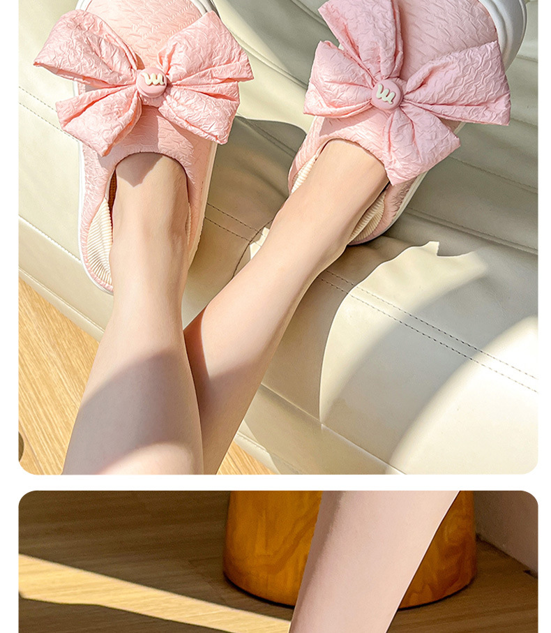 蝴蝶结月子鞋夏季薄款软底孕妇产后透气厚底包跟棉拖鞋女厂家代发详情15