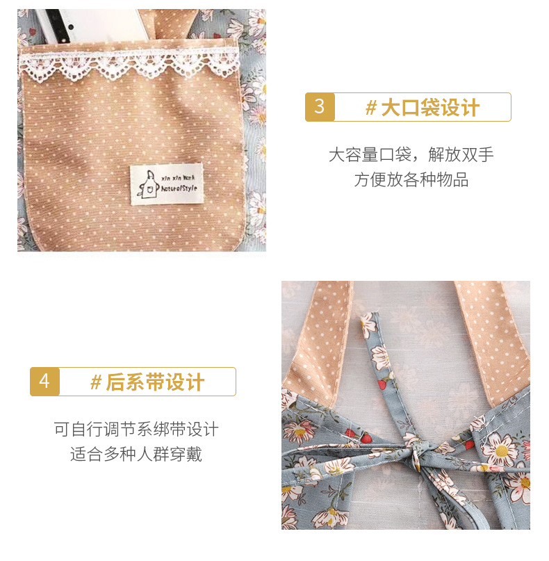 围裙罩衣全棉家用高颜值竹节棉围裙防水长袖可擦手围裙厂家批发详情8