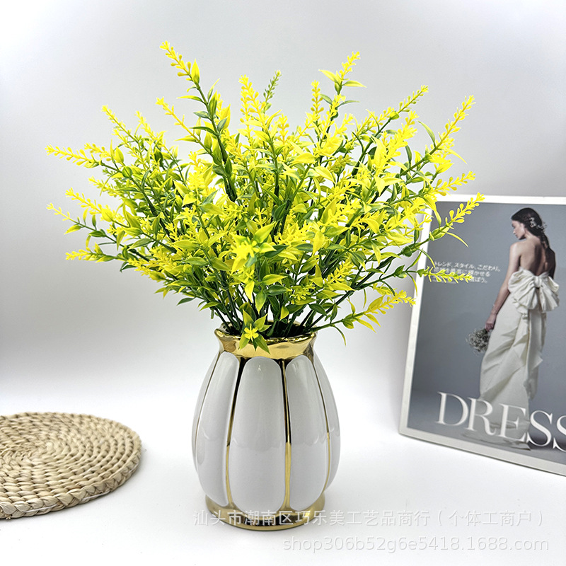 亚马逊仿真绿植7叉尖叶穗薰衣草盆栽花卉田园风植物花墙麦穗批发详情13