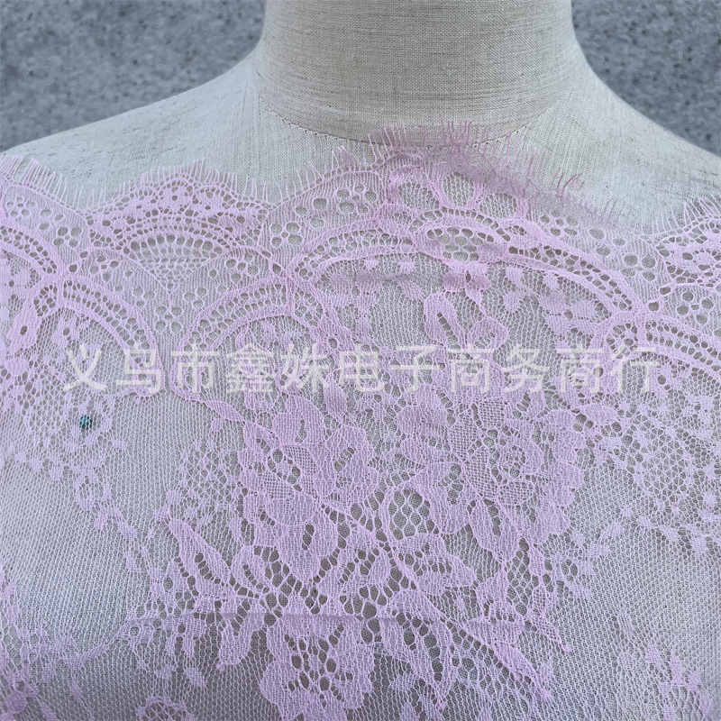 外贸爆款非洲黑人Chantillylace幅宽1.5m*3m厂家现货眼睫毛花详情17