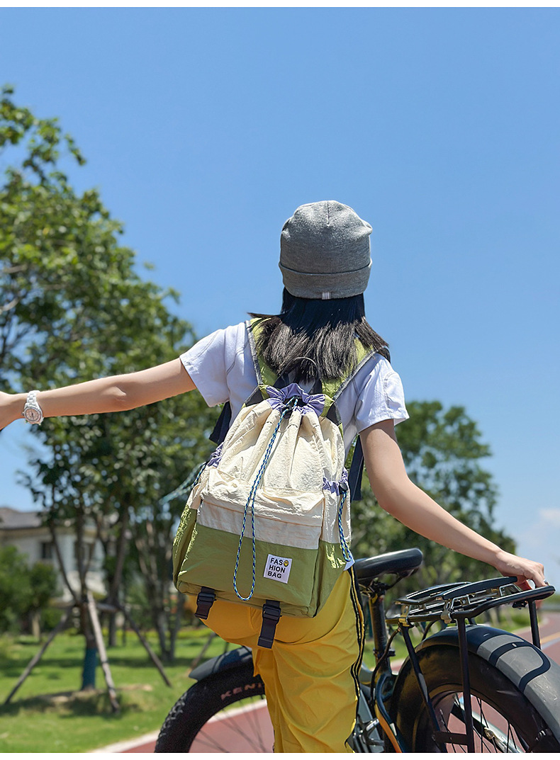 新款束口抽绳双肩包大容量休闲包户外运动登山包超轻量旅行背包详情13