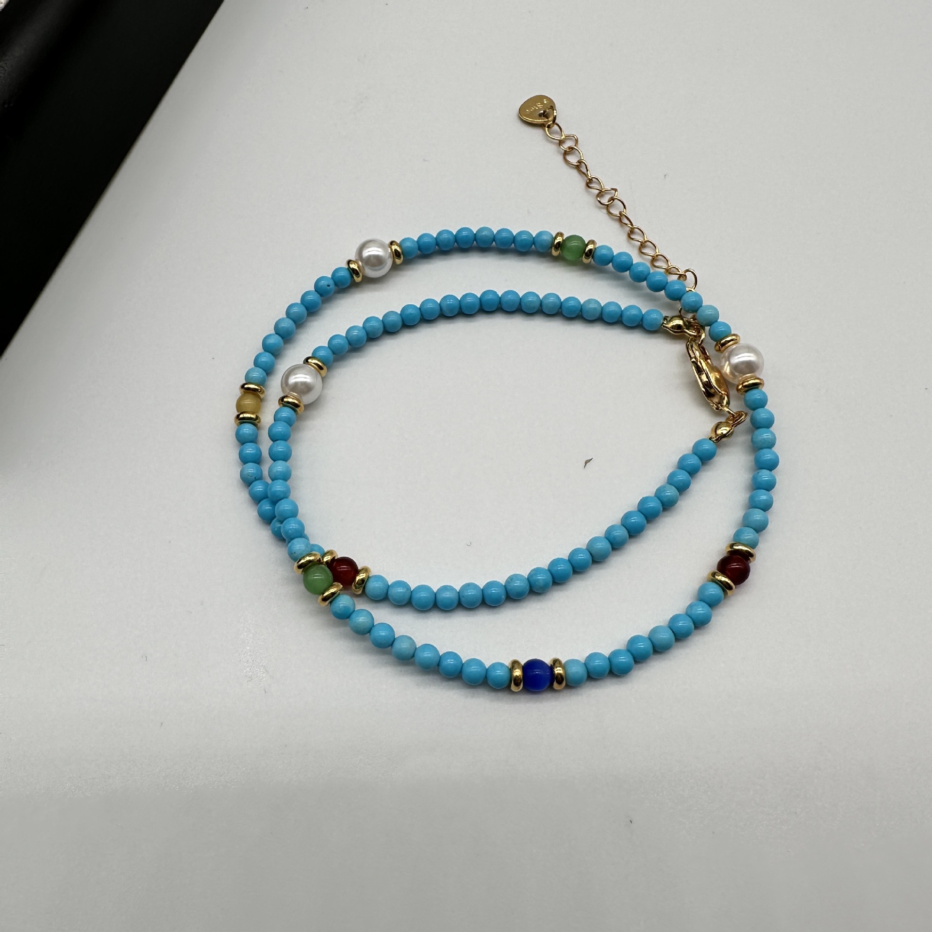 Natural stone turquoise beaded necklace, niche design, high-end collarbone chain, new Chinese style, fresh and delicate handcrafted necklace for women pic 14