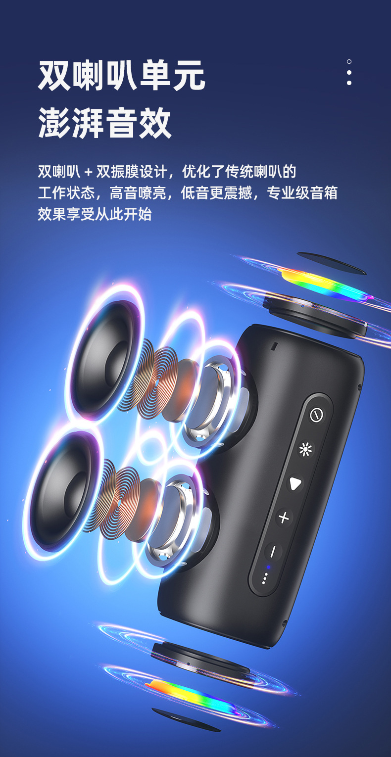 New wireless Bluetooth speaker, outdoor waterproof, portable, super heavy subwoofer with RGB light, gaming speaker pic 9