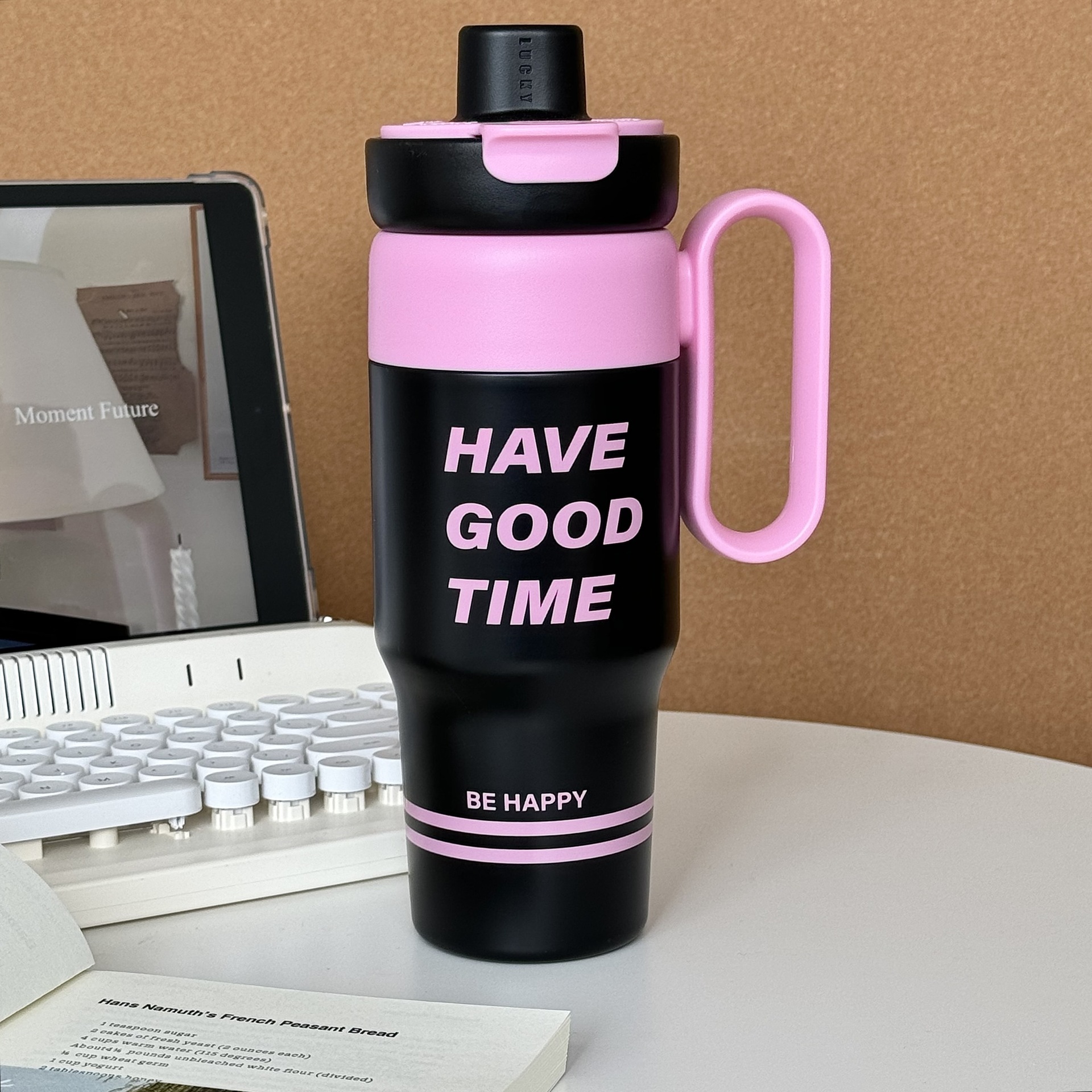 新款花语双饮保温杯女大容量冰霸杯学生高颜值茶漏不锈钢水杯子详情13