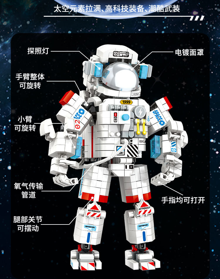 Compatible with Lego bricks, astronaut boy building puzzle toy models, high-difficulty trendy decorative items, birthday gifts pic 4