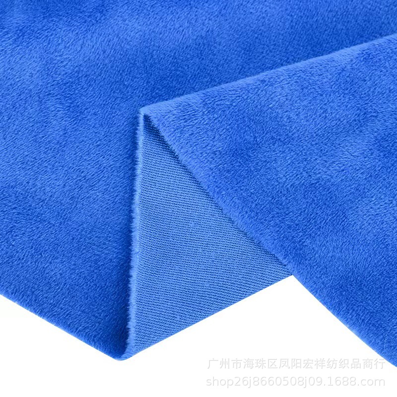 现货批发水晶超柔绒针织面料服装袖套玩具沙发毛绒布料复合里布详情17