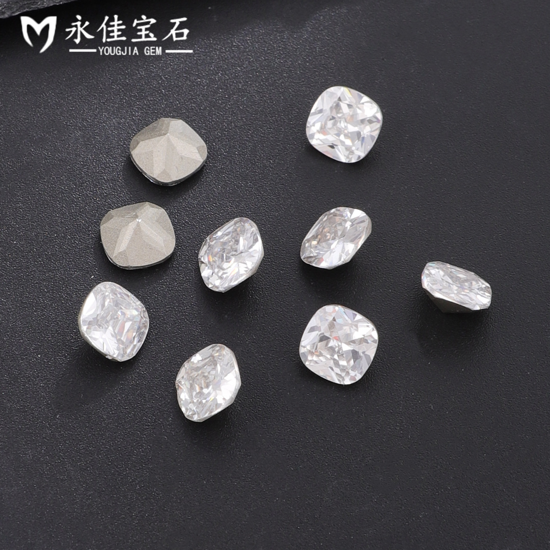 永佳宝石镀底锆石美甲钻饰爆闪白色肥方冰糖尖底异形饰品配件锆石详情4
