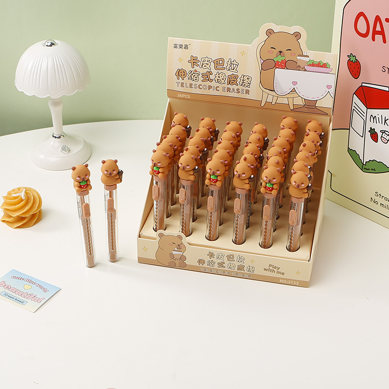 厂家直销批发卡皮巴拉学生按动伸缩橡皮擦电商外贸专供学习用品详情10