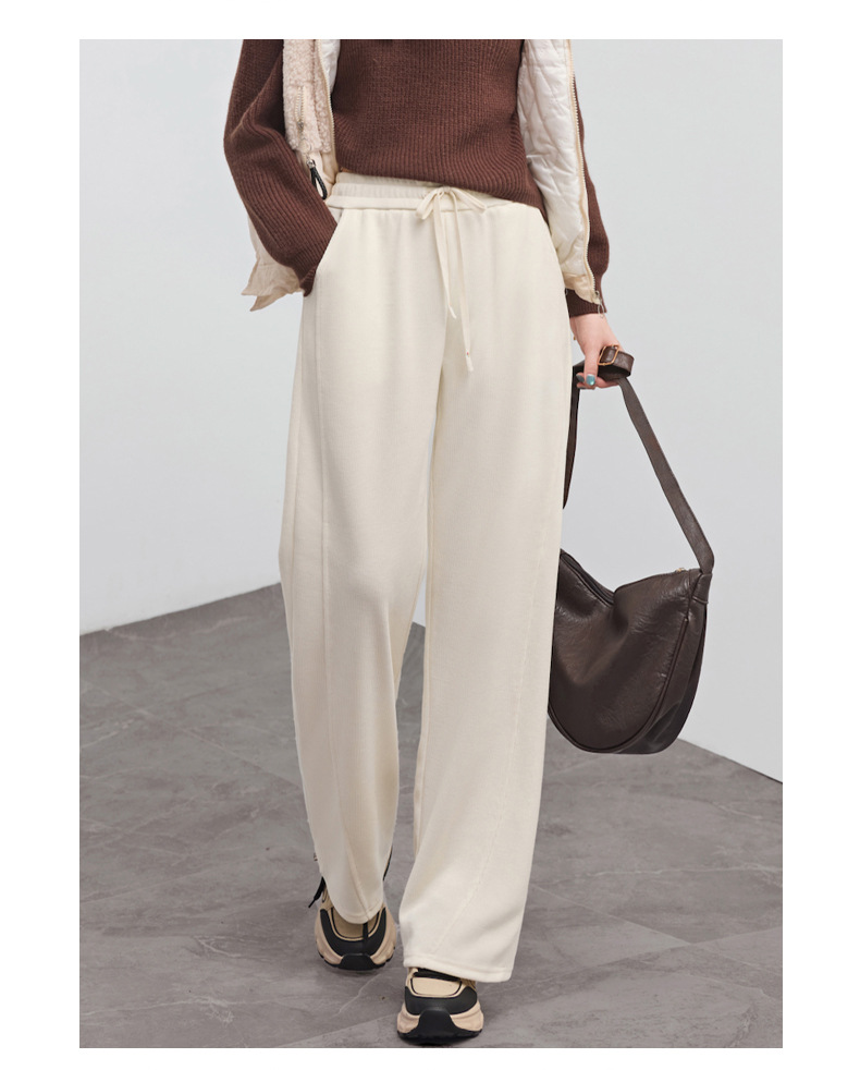 欧棉绒窄版阔腿裤女秋冬2025新款休闲高腰显宽松瘦垂感款式直筒裤详情30