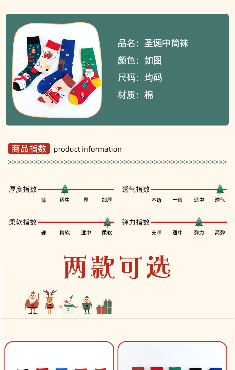 4 pairs of Christmas sock gift box set, European and American cross-border Santa Claus Snowman cartoon cotton socks, wholesale Christmas socks pic 20