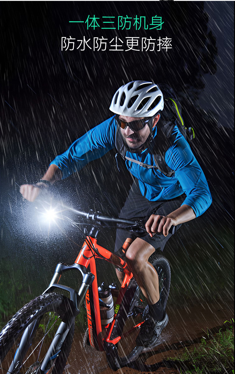 New cross-border LED bicycle light, outdoor night fishing, cycling with warning, multi-functional COB strong bald light pic 12