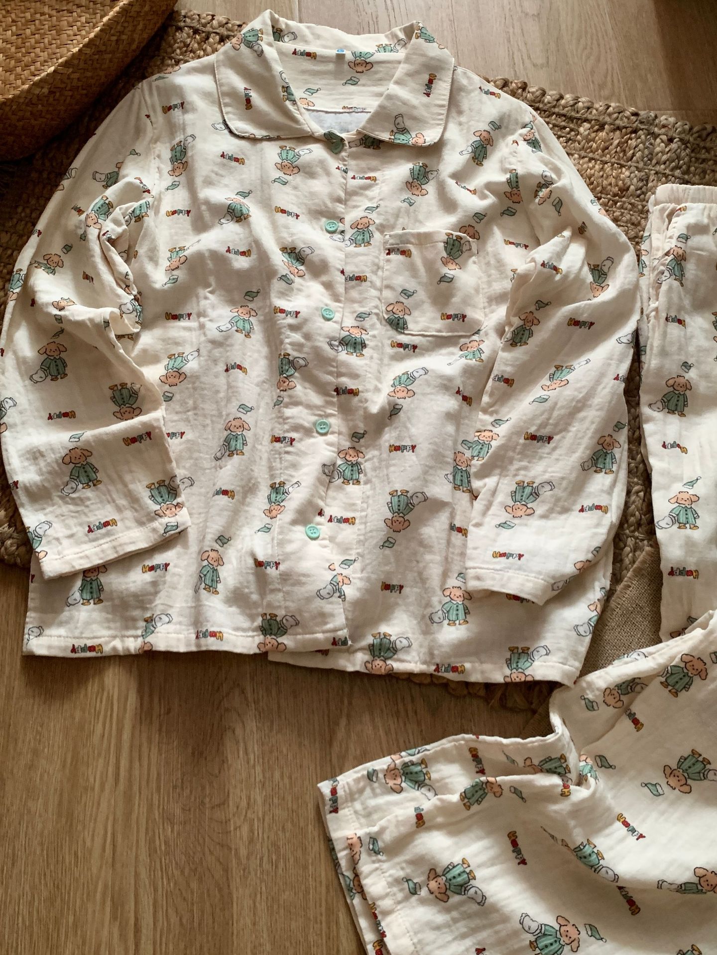 New product! Apple Dalmatian all-cotton double-layered tulle home wear lapel long-sleeved long pants pajama set pic 8