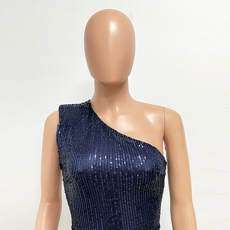 新中式无袖连体衣独立站夏季单肩亮片连体裤女批发详情57