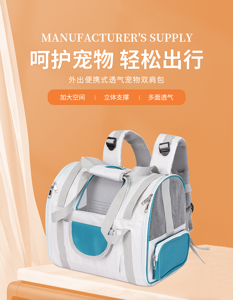 Rongka Pet Cross-border Portable Pet Bag, Portable Pet Backpack, Backpack, Breathable and transparent cat and Dog bag pic 1