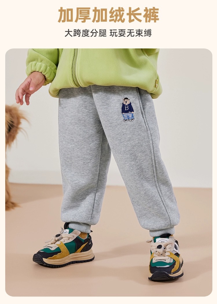 嘟嘟家宝宝加绒加厚裤子冬季儿童长裤冬装男童运动裤女童休闲卫裤详情2