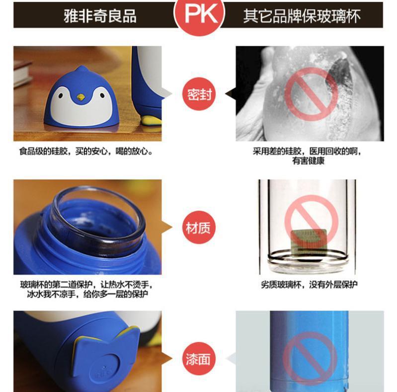 正品可爱企鹅304不锈钢保温杯男女学生儿童抖音ins水杯同款玻璃杯详情17