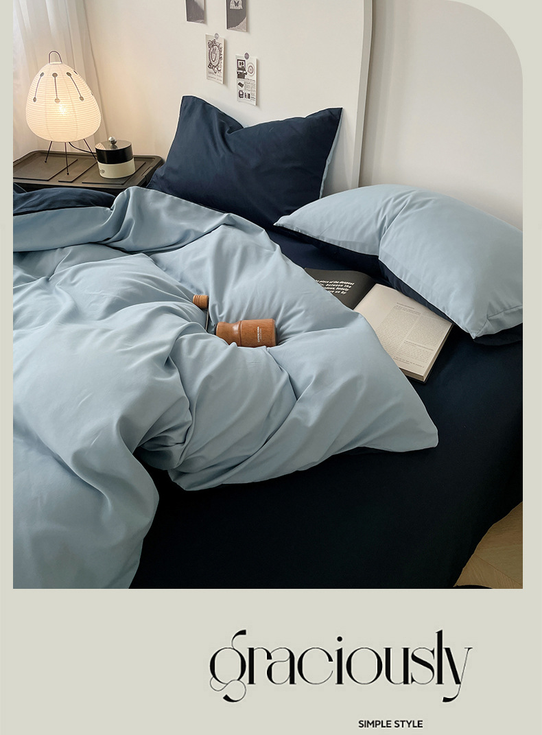 母婴级A类正品床上四件套ins裸睡纯水洗棉床单被套被罩宿舍三件套详情19