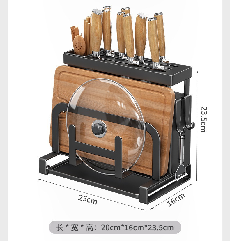 Wall-mounted multi-functional knife rack, cutting board, pot lid storage rack, kitchenware, kitchen organization and storage rack pic 9