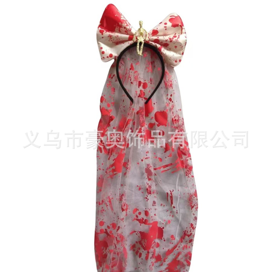 2025新款万圣节网纱恶魔发箍黑色牛角头箍网纱头箍鬼节派对装扮头详情3