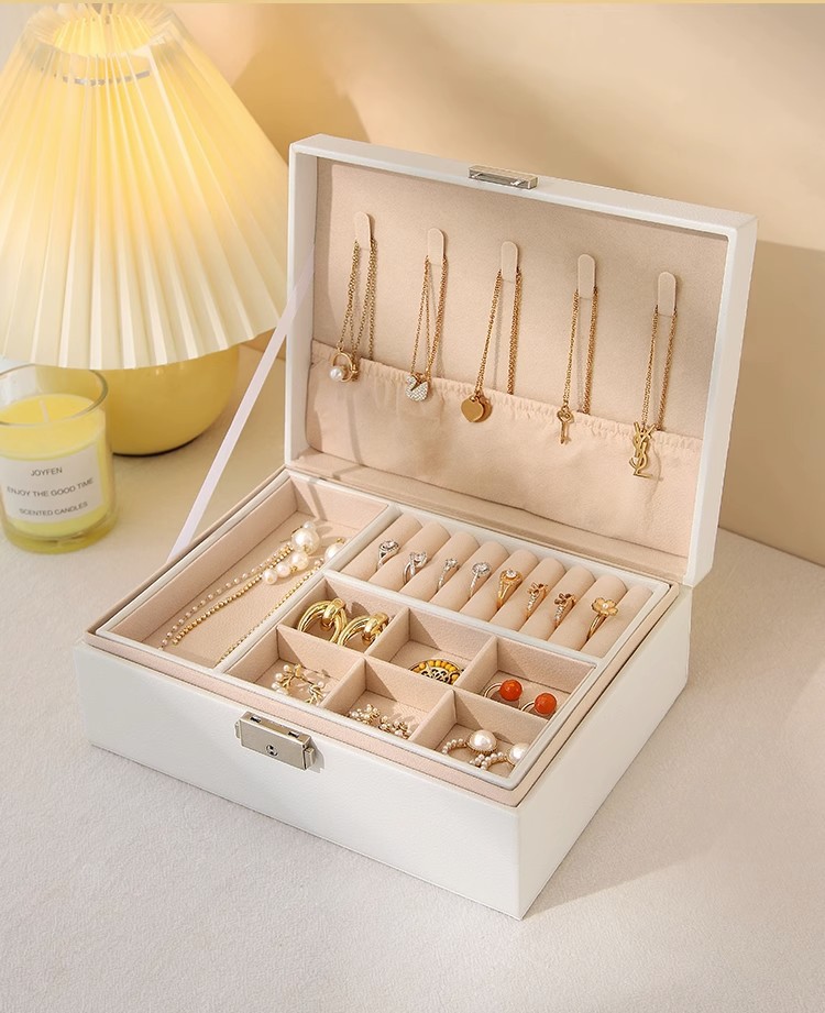 New free shipping large storage box, double-layer jewelry, multi-specification storage, cosmetics, home and dormitory, dust-proof and multi-functional pic 10