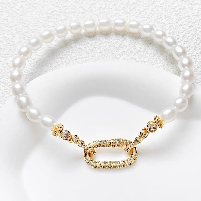 Copper-plated real gold color retention inlaid zircon pearl clasp connection clasp diy handcrafted jewelry bracelet necklace beading accessories pic 3