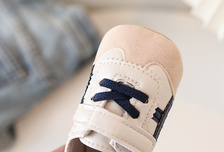 Soft-soled anti-slip walking shoes for infants aged 0-1 year old, boys and girls, 6-9-12 months, and sports color-blocked white shoes pic 12