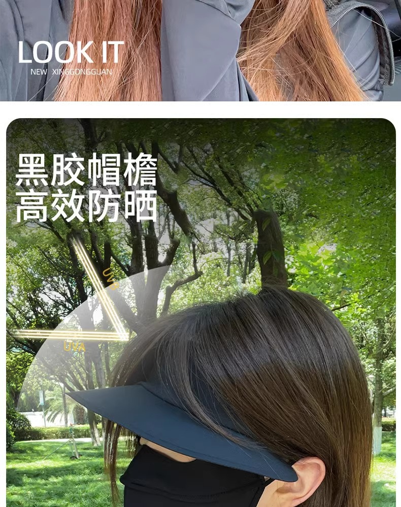 焦下防晒面罩全脸口罩脸罩防紫外线户外透气遮阳脸基尼大帽檐口罩详情2