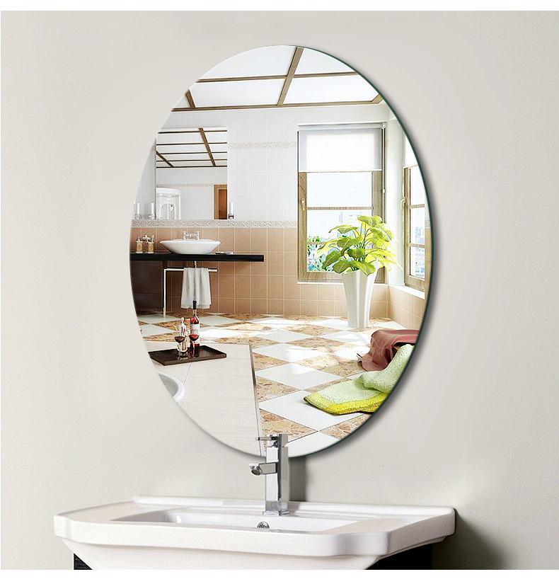 浴室镜卫生间镜子免打孔贴墙椭圆形自粘贴梳妆壁挂镜化妆镜圆茹遇详情13