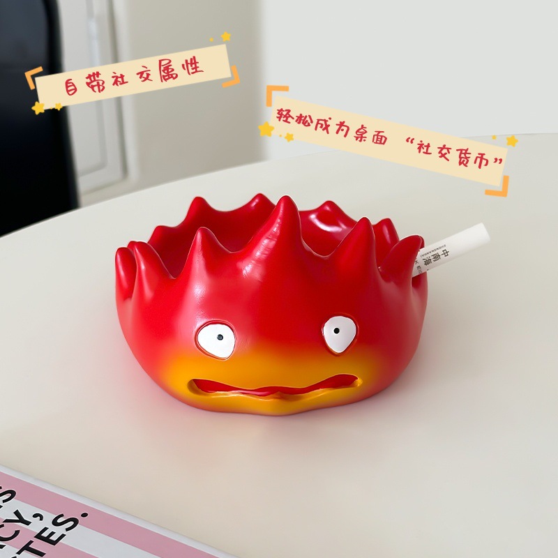 小火焰卡西法烟灰缸家用桌面装饰摆件创意带盖防飞灰烟缸烟蛊摆件详情5