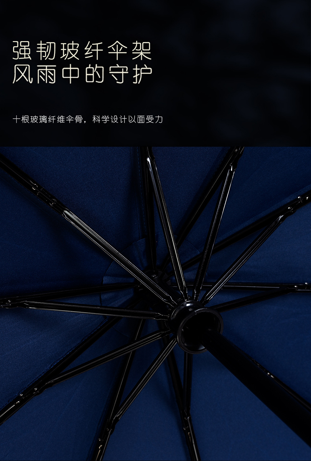 RST新款全自动25寸加大雨伞10骨商务印刷素色防晒晴雨伞档位手柄详情8