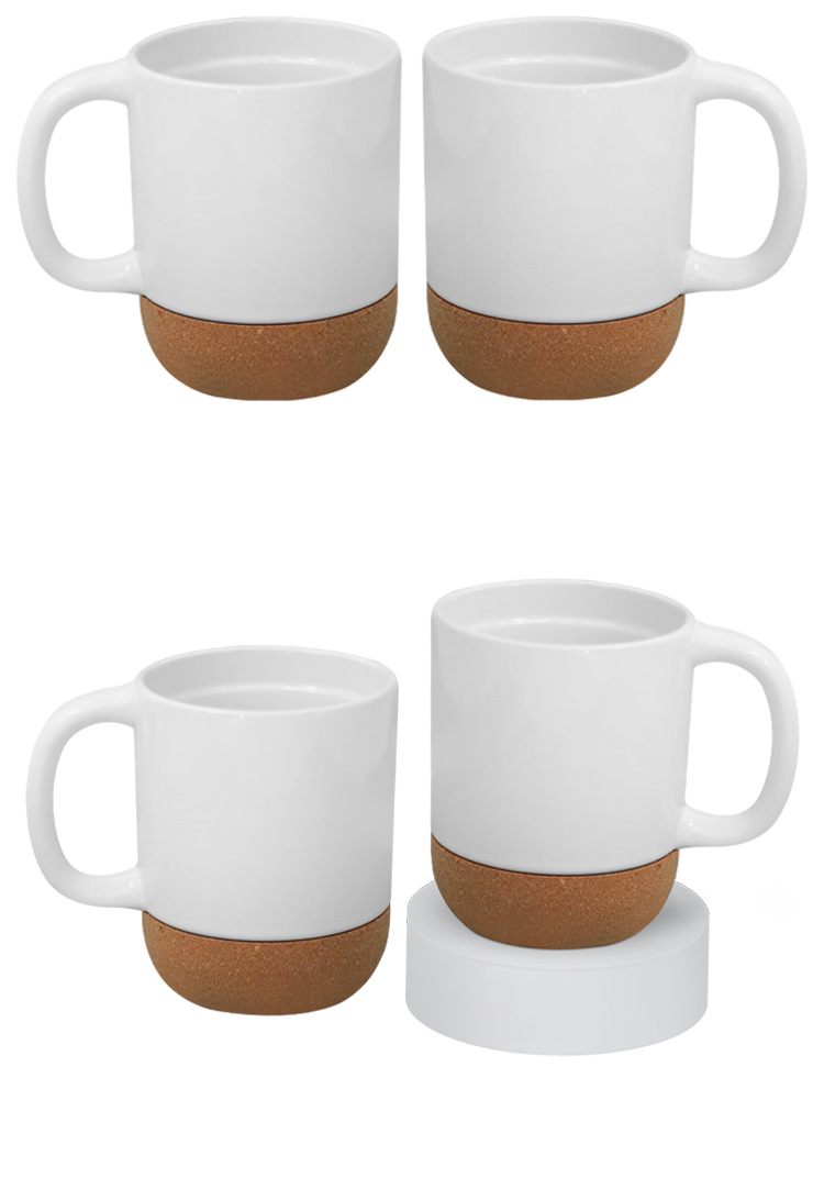Modern and simple wooden ceramic cups, milk coffee cork mugs, creative DIY blank consumables wholesale pic 6