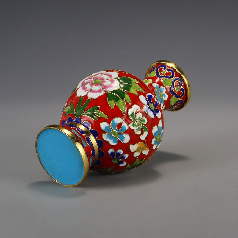 Beijing Jingtai Blue Vase Gift, cloisonne enamel filigree, silver blue background, flowers blooming, prosperity, Zhou ware, Lei Vase pic 5