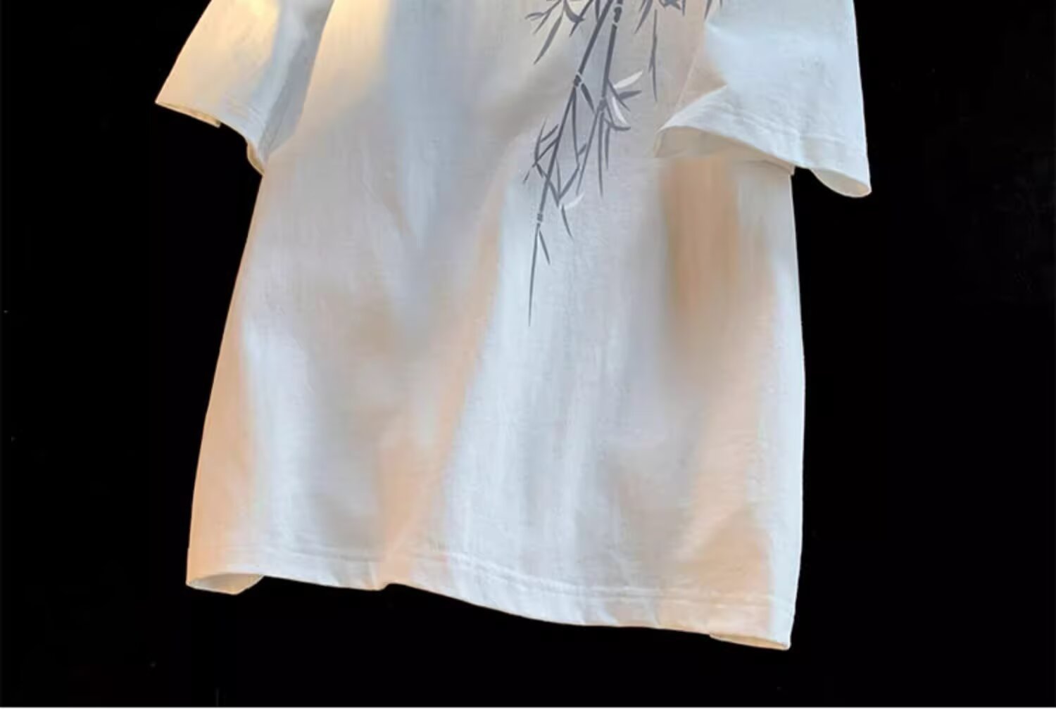 Pure cotton, new Chinese style, retro bamboo print short-sleeved T-shirt for men, summer trend, cool and stylish, loose round neck, half sleeve pic 2