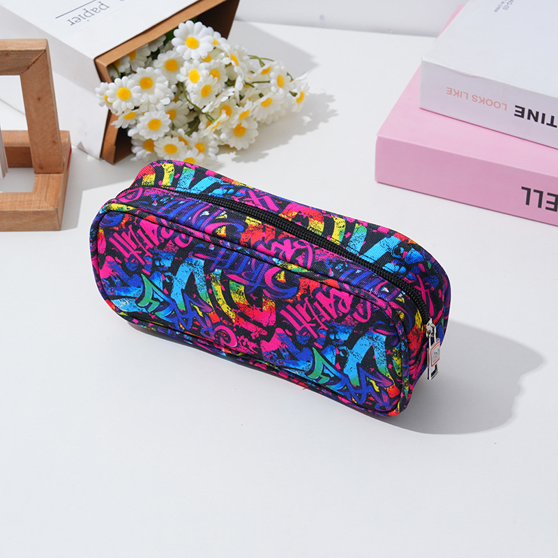 New large-capacity printed high-end student pencil case, high appearance level cartoon zipper pencil case, multi-functional stationery box pic 7