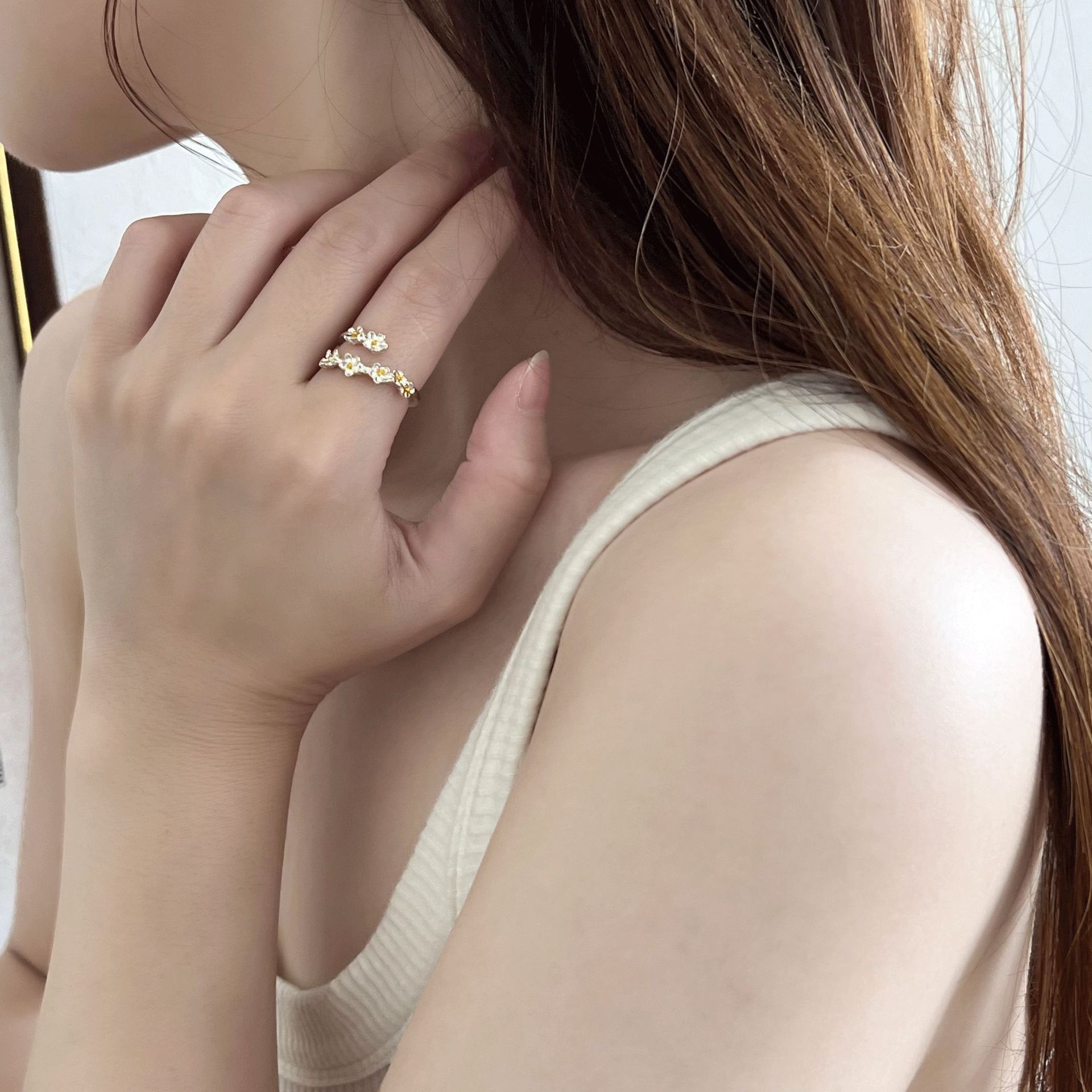 立体花朵戒指银色鸢尾花古风中世纪法式复古宫廷欧式夸张开口戒指详情3