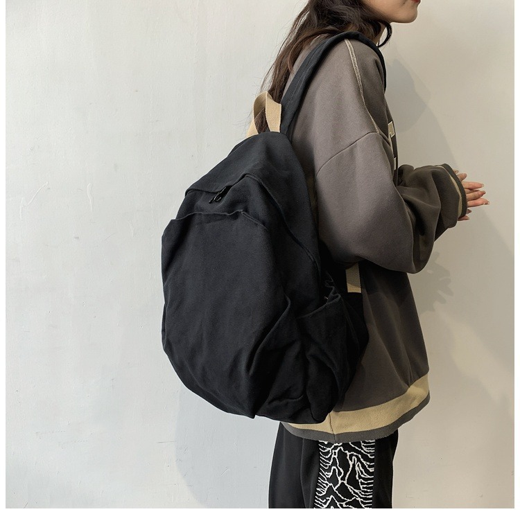 书包女休闲复古耐磨帆布双肩包男女日系大学生简约百搭旅行背包男详情25