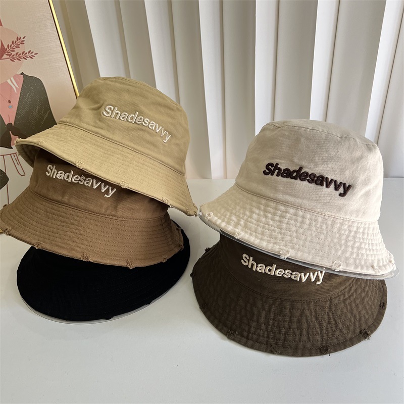 帽子女字母布制帽渔夫帽个性破边潮帽出游遮阳盆帽休闲百搭显脸小详情1