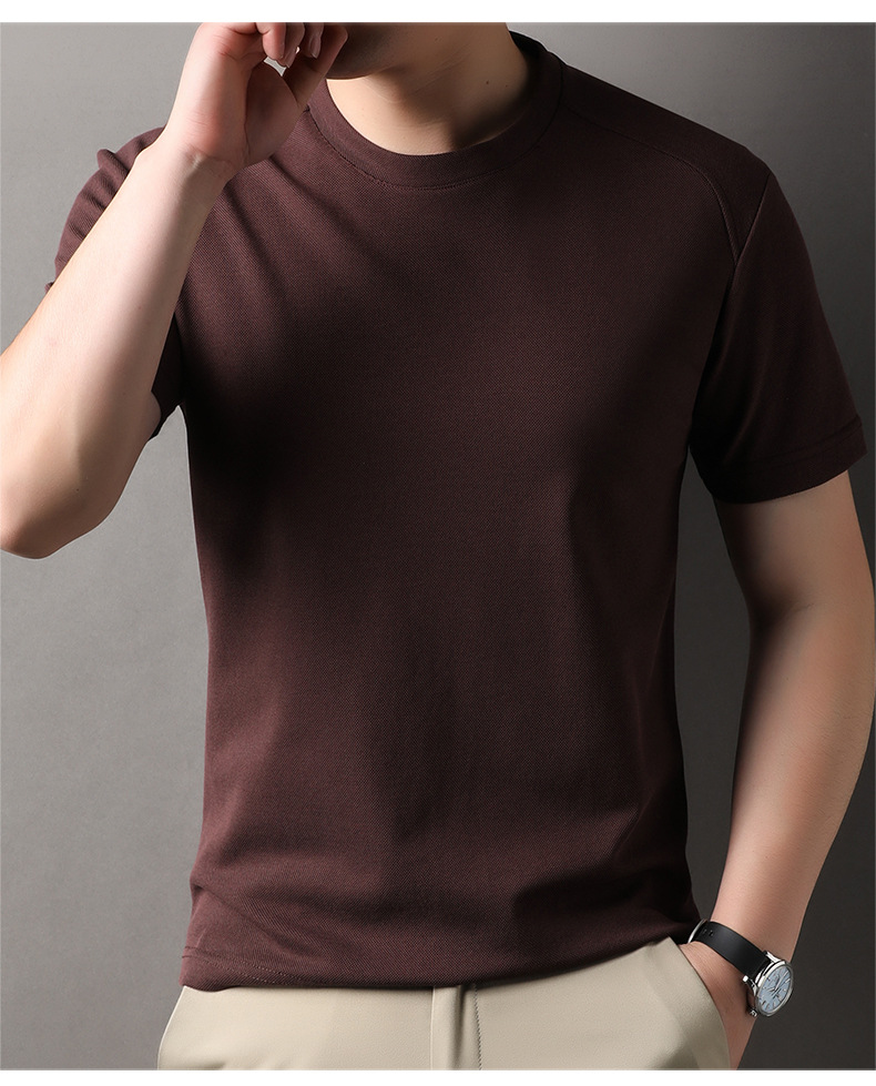 跨境大众圆领薄款纯色t恤男2025夏季新款时尚休闲透气男士短袖详情19